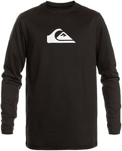 Quiksilver Men's Standard Solid Streak Long Sleeve Rashguard UPF 50 Sun Protection Surf Shirt, Black, X-Small