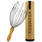 BAMBUA Head Massager Scalp with 24 Fingers - Bamboo Handle - Premium Head Scratcher for Sustainable Relaxation - Scalp Massager for a Pleasant Massage - Christmas Gifts for Women and Men