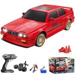 Bestonl RC Drift Car for Kids Adults 1:16 Scale 2.4Ghz 4WD High Speed RTR Racing Car 30KM/H with Led Lights Remote Control Vehicle Sport Toy Gifts for Girls Boys, Two Batteries and Drift Tire Included