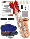 AKLOT Handcrafted E-Flat Alto Saxophone: Phosphor-Copper Body with Warm, Rich Tone, Secure Air Seal, Smooth 23-Key System, Includes Reeds, Premium Leather Case and Saxophone Cleaning Kit (CH-FTC)