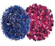 A D Food & Herbs Combo of Dried Rose/Blue Corn Flower Petals Aromatic Edible for Homemade Lattes, Tea Blends, Bath Salts, Gifts, Crafts - each of (20 Gms)