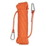 Climbing Rope, 10mm Outdoor Safety Rope, Nylon Rope Static Rock Climbing Rope with Carabiner, Good for Mountaineering, Camping, Rescue, Fire Escape, Ice Climbing, Exploration (30m, Orange)