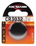 ANSMANN CR3032 Coin Battery [Pack of 1] Lithium 3V Button Cell Ideal For Car Starters, Garage Door Openers, Computer Memory Back, Watches, Pagers and, Calculators