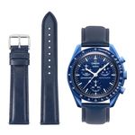 TStrap Moonswatch Omega Swatch Strap – Black Leather Quick Release Omega x Swatch Straps for Men and Women – 20 mm Calfskin Omega Speedmaster Replacement Watch Strap