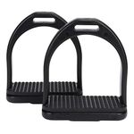 2PCS High Strength Stirrups, Black Engineering Plastics Stirrups with Non Slip Rubber Pad Horse Riding Tool Accessories(Small)