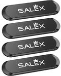 SALEX Flat Magnetic Phone Mounts 4 Pack. Black Cell Phone Holder for Car Dashboard, Wall, Truck. Universal Stick on iPad Wall Magnet Mount Kit for Tablets, Smartphones. Magnetic Phone Mount for iPhone