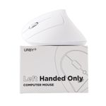 Urby Left Handed Mouse Wireless, Ergonomic, Vertical. Also As Left Handed Gaming Mouse. Compatible with Windows/macOS, Laptop, PC. [Type C & USB] [Battery Included] White