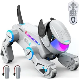 SIMREX Robot Dog Toys for Kids – Smart Interactive Robot Puppy with Bluetooth,Touch Sensor, Dance Tricks, LED Eyes, 2 Rechargeable Batterys, Gift for Kids Boys and Girls(Gray)