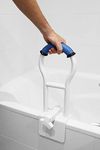 KMINA - Padded Bathtub Grab Rails for Bathroom (Bathtubs with Flat Rim ≥3.15"), Support Grab Handles for Disabled, Bathtub Grab Bars for Elderly, Handrail for Bathroom, Bathtub Support for Adults Blue