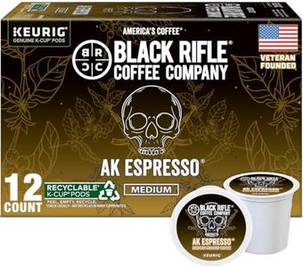 Black Rifle Coffee Company AK Espresso, 12 Count, Medium Roast K Cups - Single Serve K Cups Coffee Pods - Kcup Pods Compatible with Keurig 1.0 & 2.0 - Made from Arabica Beans
