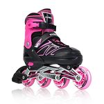 Zuwaos Inline Skates for Kids and Girls, Roller Skates with Featuring All Illuminating Wheels, for Girls and Boys, Men and Ladies Pink Size