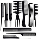 Beayuer 10pcs Hair Comb Sets Professional Barber Salon Hair Styling Combs Detangling Combs Rat Tail Comb Coarse Fine Toothed Comb Hairdressing Comb Suitable for Long Wet Thick Curly All Type Hair