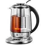 Electric Kettle, FOHERE Electric Tea Kettle with 9 Presets, 1.7 Liter Tea Maker with Removable Infuser, 140℉ to 212℉ Precise Temperature Control, 1200W, Borosilicate Glass | Stainless Steel