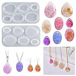 HyzaPhix 2pcs Jewelry Casting Molds Water Drop Silicone Mold Oval Pendant Resin Mold Teardrop Earring Silicone Mold with Hole for DIY Crafts Necklaces Earrings (2pcs)