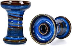 Hookah Bowl Clay Hookah Bowl - Phunnel Shisha Bowl with Glaze Great for Dark Leaf Black Shisha Flavors Such as Tangiers,Darkside 10-13 Grams 1 Hour Smoking Session (Blue)