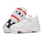 HeyFiFan Kids Roller Skates Shoes 4 Wheels Roller Shoes Boys Girls Wheel Shoes Roller Sneakers Shoes for Beginner More Balanced, White, 33