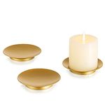 Inweder Iron Plate Candle Holder - Gold Candle Plate for Pillar Candles, Set of 3 Candle Tray, Candle Dish, Decorative Pedestal Candle Stand for LED & Wax Candles, Weddings, Party, Home Decor