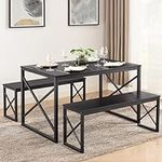 VECELO Kitchen Table with 2 Benches