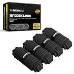 Rhino USA 5/8" x 16' Dock Lines - Heavy Duty Marine Grade Rope for Boats, Kayaks, Pontoons, Fishing and More! Ultimate Boating Accessory - Black