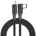 VR Link Cable USB-C to USB-C for Meta Quest 3 / Quest 2 / Pro/Pico 4 and PC/Steam VR by MMOBIEL – 90 Degree Type-C Nylon Braided Cable for VR Headset Gaming – 5m - Black