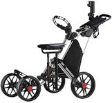 CaddyTek CaddyCruiser ONE Pro One-Click Folding 4-Wheel Golf Push Cart + Removable Seat - 1 Year Australian Warranty (Silver)