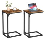 VASAGLE C-Shaped End Table Set of 2, Small Side Table for Couch, Sofa Table with Metal Frame for Living Room, Bedroom, Bedside, Rustic Brown and Black ULET354B01