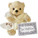 Get Well Soon Teddy Bear | Feel Better Gifts for Women, Men, Kids, Boys & Girls | Plush Bear for Recovery, Hospital Stay, Surgery Get Well Gift | Cream Robe