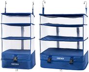 TABITORA Portable Hanging Travel Shelves Bag Packing Cube Organizer Suitcase Storage Large Capacity Blue L+XL