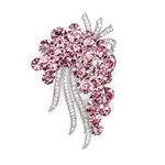 SinglinArt Flower Brooches and Pins for Women Girls Pink Rhinestone Crystal Jewelry