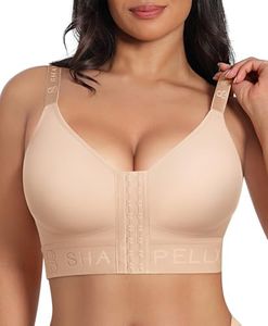SHAPELLX Compression Bra Post Surgery Bras for Women Front Closure Wireless Mastectomy Bra Comfortable Beige L
