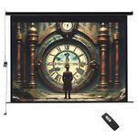 INMOZATA Electric Projector Screen 120 inch/266x149cm Motorised Projector Screen with Remote Control 16:9 Ratio Movie Screen for for Home Theater Cinema Office Video Game Outdoor Indoor-Black