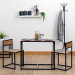 Harbour Housewares Brown & Black 2 Seater Compact Dining Set - 2 Chairs and Table - Two Person Kitchen Dinner Small Space Saving Wood Contemporary Finish