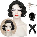 1920s Finger Wave Wig Women Black 3