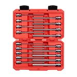 TEKTON 3/8 Inch Drive Long Hex Bit Socket Set, 18-Piece (1/8-3/8 in., 3-10 mm) | SHB91303