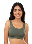 NYKD Soft Cup Easy Peasy Slip On Everyday Bra for Women, Wireless, Full Coverage, Support Shaper, Non Padded Sports Bra Bra, NYB113, Green, XL, 1N