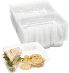 Juvale 50 Pack Clear Disposable Food Containers with Hinged Lids, 9x6x4 Inch Plastic Take Out Boxes