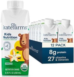 KATE FARMS Organic Kids Nutrition Vanilla Shake, 8g Protein, 27 Vitamins and Minerals, Meal Replacement, Gluten Free, Non-GMO, 8.45 oz (12 Pack)