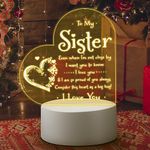 Sister Present from Sister,Sister Birthday Present,Unique Engraved Night Light,Present for Sister Friend Besties,Personalised Home Decor LED Bedside Lamp Presents for Sister