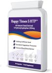 Happy Times Double Strength 5-HTP Supplement (200mg) Amino Acid 5 Hydroxytryptophan -Serotonin Melatonin Happiness Hormone Precursor Natural Griffonia Seed Extract Herbal Healthy Sleeping