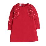 Hopscotch Girls Knee Length Party Dresses in Red Color for Ages (10-11 Years)