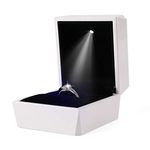 iSuperb Ring Box Proposal Engagement Square Ring Boxes with LED Light Case Jewelry Gift Box for Proposal Wedding Valentine's Day Anniversary Christmas