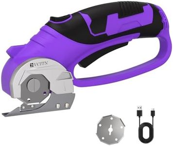 Cordless Electric Scissors,4V Rechargeable Cardboard & Carpet Cutter,Electric Self-Sharpening Rotary Cutter for Fabric,Heavy Duty Scissor with LED Light for Crafts Leather or Plastic Packages,Purple