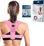 Doctor Developed Posture Support/Posture Correct/Stabilizer/Back Brace & Doctor Written Handbook - Fully Adjustable for Upper & Lower Back Pain & Support. Suitable for Men & Women (Pink, Small)