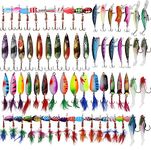 Bass Spinnerbait Fishing Lures Kit Trout Spinners Metal Spoon Lures with Treble Hooks Spinner Bait for Trout Bass Walleye Salmon Fishing Tackle Kit