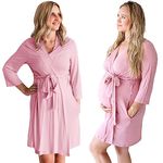 Posh Peanut Mommy Robe for Maternity Labor Delivery - Soft Viscose from Bamboo Postpartum Robe & Maternity Robe for Hospital, Dusty Rose, Large