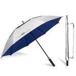 ZOMAKE 68 Inch Golf Umbrella - UPF 50+ UV Protection Sun Umbrella,Windproof Strong Umbrella With Vented Double Canopy,Automatic Open Large Umbrella For Men Women Family(Silver Blue)