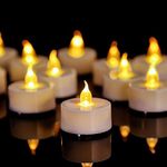 Anziner 100 Pack Realistic and Bright Flickering Last 200 Hours Longer Battery Operated Flameless LED Tea Lights Candles,Electric Tea Lights for Weddings,Halloween,Christmas(Warm Yellow)