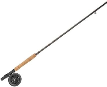 Martin Caddis Creek Fly Fishing Rod and Reel Combo, 5/6-Weight 9-Foot 2-Piece Fiberglass Rod, Moderate Fast Action, Single Action Fly Reel, Aluminum Frame and Spool, Interchangeable Retrieve, Brown