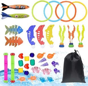 LAPPAZO 36 PCS Juegos Piscina para Niños Juguetes de Buceo Conjuntos de Juguetes Natación Subacuática con Bolsa de Almacenamiento Juegos de Agua en Verano para Niños