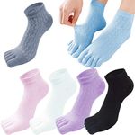 MOAMUN 6 Pairs Womens Five Finger Toe Socks for Women Girls, Ladies Casual Socks Cotton Low Cut Ankle Socks Soft & Breathable Size 4-7t (Mix)